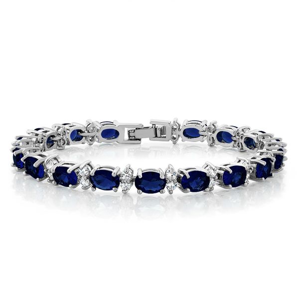 

gem stone king 20.00 ct gorgeous oval and round 7" sparkling cubic zirconia cz tennis bracelet for women fine jewelry, Black
