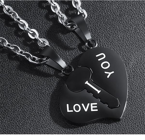 love you blue gold couple necklaces - engraved stainless steel broken heart pendants for valentine's day couples jewelry, Silver
love you blue gold couple necklaces - engraved stainless steel broken heart pendants for valentine's day couples jewelry, Silver