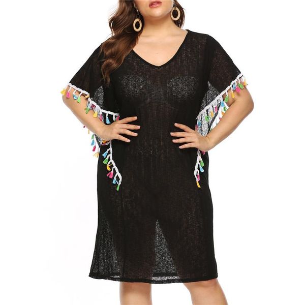 2020 plus size xl-l4 women summer crochet patchwork bikini cover up tassel knitted beach dress swimsuit women cape robe de plage 
2020 plus size xl-l4 women summer crochet patchwork bikini cover up tassel knitted beach dress swimsuit women cape robe de plage