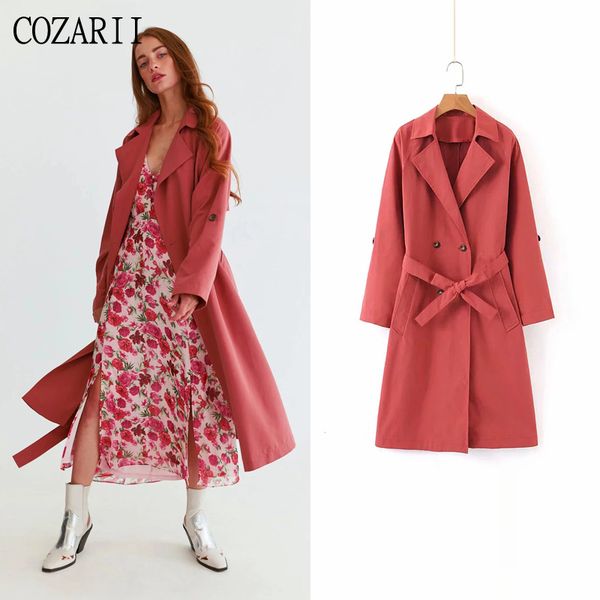 cozarii new fashion solid double breasted trench coat women sashes pockets england style long mujer windbreaker female, Tan;black
cozarii new fashion solid double breasted trench coat women sashes pockets england style long mujer windbreaker female, Tan;black