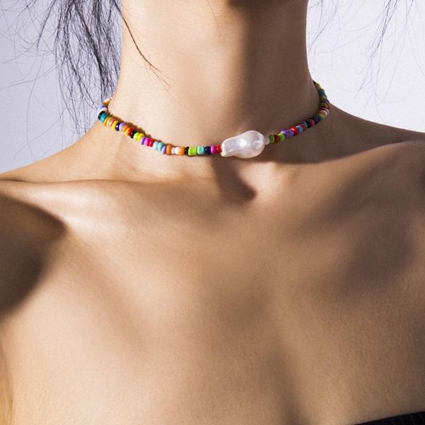 chains bohemia small color bead necklace women's irregular pearl pendant 2021 summer neckline girl gift, Silver
chains bohemia small color bead necklace women's irregular pearl pendant 2021 summer neckline girl gift, Silver