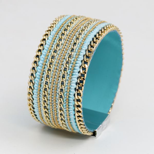 women's magnetic buckle bracelet leather vintage bracelet a variety of chain inlaid wide bracelets cotton rope, Golden;silver
women's magnetic buckle bracelet leather vintage bracelet a variety of chain inlaid wide bracelets cotton rope, Golden;silver
