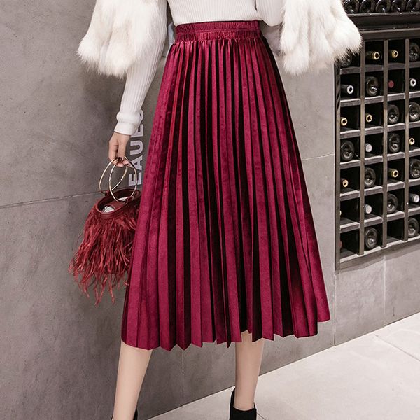 velvet large swing long pleated women skirts plus size skirts faldas saia fashion female skirt jupe, Black
velvet large swing long pleated women skirts plus size skirts faldas saia fashion female skirt jupe, Black