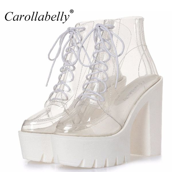 thick heels platform women autumn boots transparent ankle boots women lace up platform high heels shoes, Black
thick heels platform women autumn boots transparent ankle boots women lace up platform high heels shoes, Black