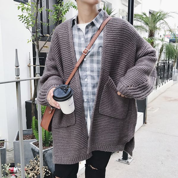 casual loose men autumn winter sweaters solid pockets knitted cardigan long sleeve thick male jumper, White;black
casual loose men autumn winter sweaters solid pockets knitted cardigan long sleeve thick male jumper, White;black