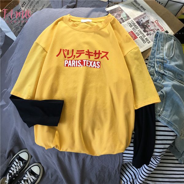 women letters print t shirt harajuku kawaii ulzzang streetwear haut false 2 pieces plaid sleeve friends t shirt femme, White
women letters print t shirt harajuku kawaii ulzzang streetwear haut false 2 pieces plaid sleeve friends t shirt femme, White