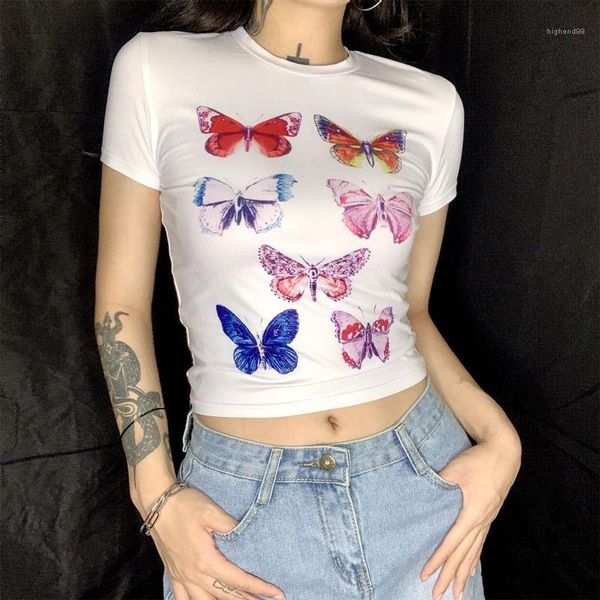 short sleeve casual natural color tees women clothes butterfly print women designer tshirts skinny crop top, White
short sleeve casual natural color tees women clothes butterfly print women designer tshirts skinny crop top, White