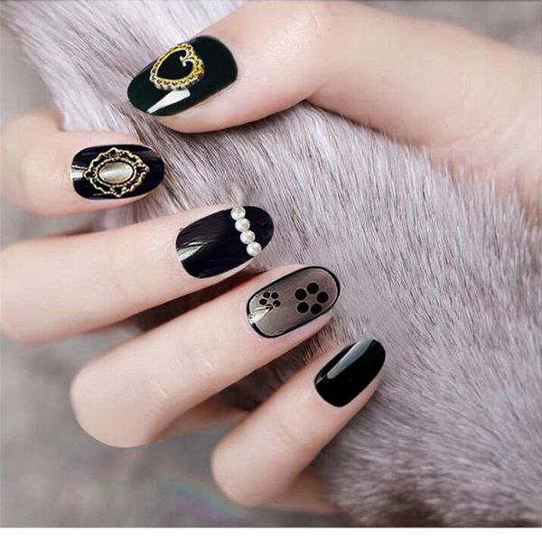 punk style fake nail women marble glitter decor faux pearl false nails new french style round head nail art tools with glue, Red;gold
punk style fake nail women marble glitter decor faux pearl false nails new french style round head nail art tools with glue, Red;gold
