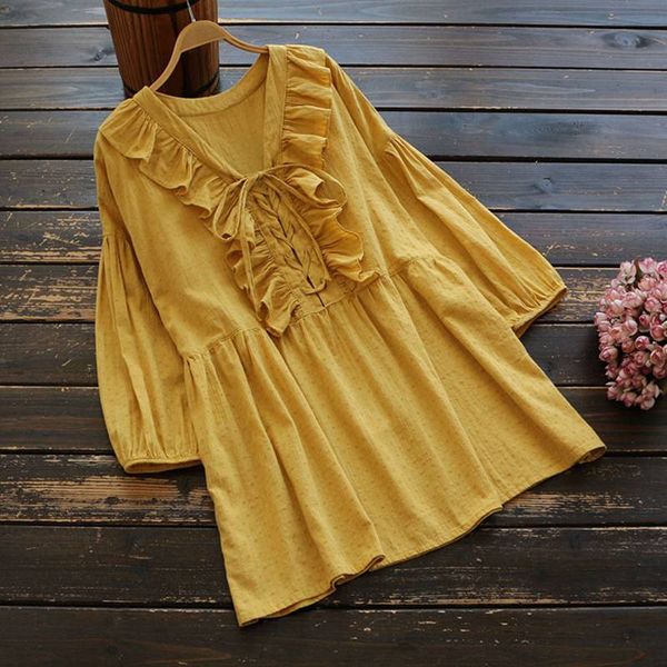 women's blouses & shirts mferlier women ruffles ladies v neck three quarter sleeve pleasted white yellow loose casual cotton chic summe
women's blouses & shirts mferlier women ruffles ladies v neck three quarter sleeve pleasted white yellow loose casual cotton chic summe
