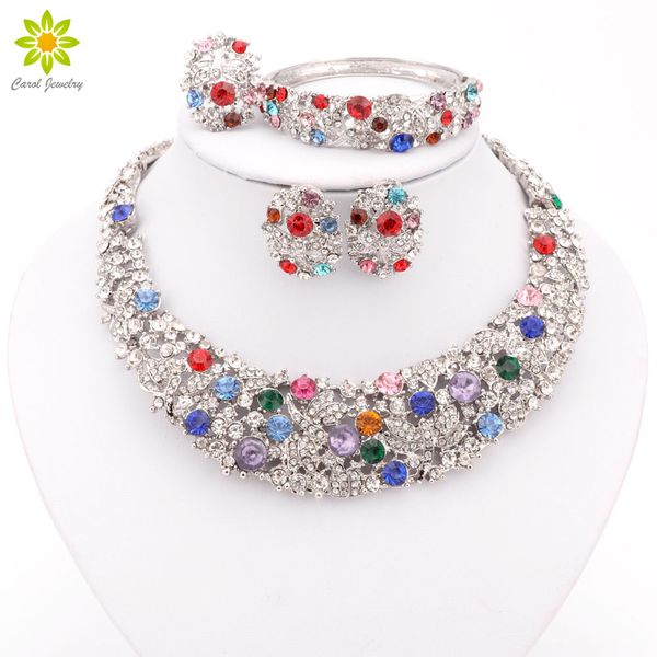 silver plated colorful crystal jewelry sets vintage fashion necklaces sets for women wedding accessories, Slivery;golden
silver plated colorful crystal jewelry sets vintage fashion necklaces sets for women wedding accessories, Slivery;golden