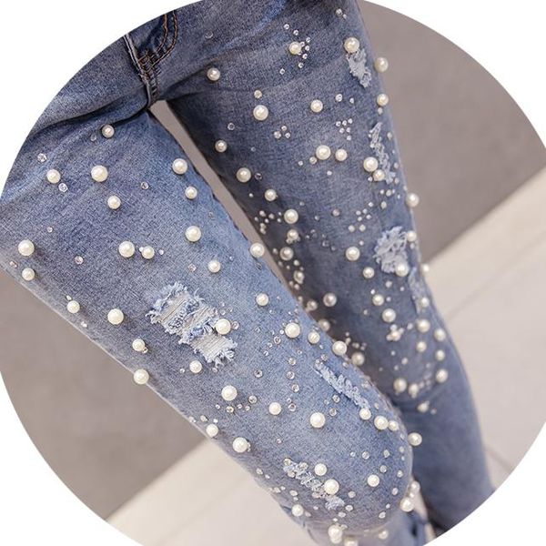 women jeans pants skinny pearl beaded front jeans summer spring mid waist denim pencil pants plus size 26-31, Blue
women jeans pants skinny pearl beaded front jeans summer spring mid waist denim pencil pants plus size 26-31, Blue