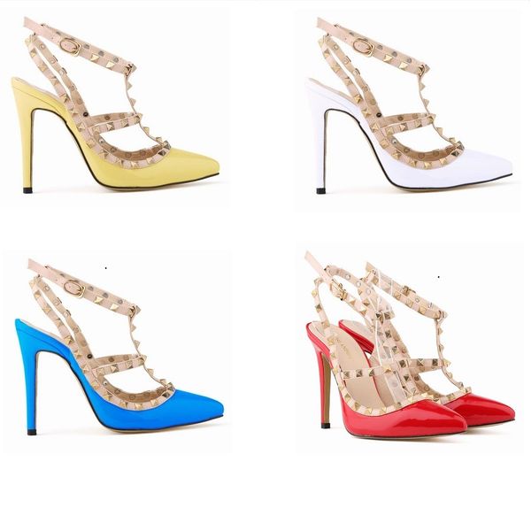 designer pointed toe 2-strap with studs high heels patent leather rivets sandals women shoes valentine pink grey high heel shoes, Black
designer pointed toe 2-strap with studs high heels patent leather rivets sandals women shoes valentine pink grey high heel shoes, Black