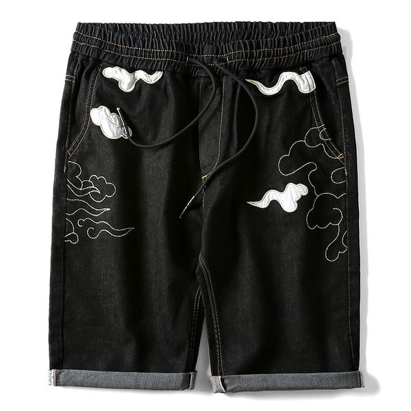 shorts 5-point pants national trend auspicious cloud embroidery thin youth large straight tube elastic jeans trend, Blue
shorts 5-point pants national trend auspicious cloud embroidery thin youth large straight tube elastic jeans trend, Blue