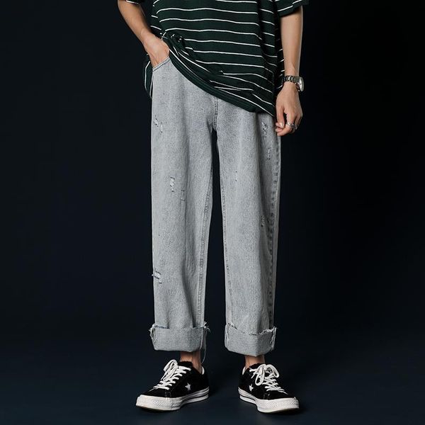 979797 men's tide male holes solid color casual pants baggy homme classic cargo pocket jeans light color loose trousers -2xl, Blue
979797 men's tide male holes solid color casual pants baggy homme classic cargo pocket jeans light color loose trousers -2xl, Blue