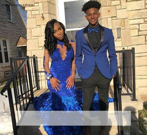 royal blue mermaid prom dresses 2019 african black girls appliqued pageant holidays graduation wear formal evening party gowns, White;black
royal blue mermaid prom dresses 2019 african black girls appliqued pageant holidays graduation wear formal evening party gowns, White;black