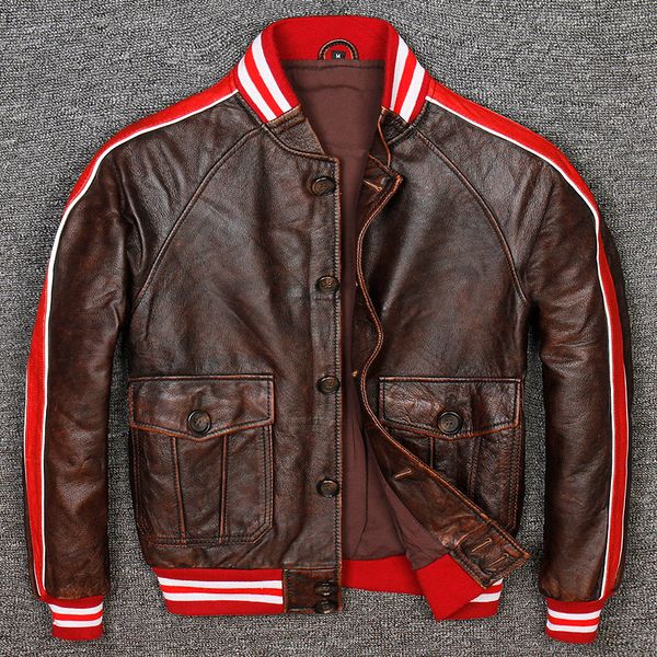 pilot man a2 vintage genuine leather jacket 100% real cow leather jacket vintage motorcycle coat, Black
pilot man a2 vintage genuine leather jacket 100% real cow leather jacket vintage motorcycle coat, Black