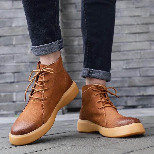 fashion genuine leather high upper shoes 2019 autumn men shoes casual new tide business casual men wear-resisting hx-006, Black
fashion genuine leather high upper shoes 2019 autumn men shoes casual new tide business casual men wear-resisting hx-006, Black