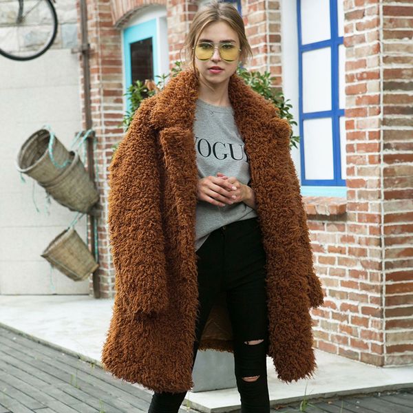 new fashion teddy faux fur coat women warm furry winter coats women long sleeve suit collar solid leisure teddy bear overcoat, Black
new fashion teddy faux fur coat women warm furry winter coats women long sleeve suit collar solid leisure teddy bear overcoat, Black
