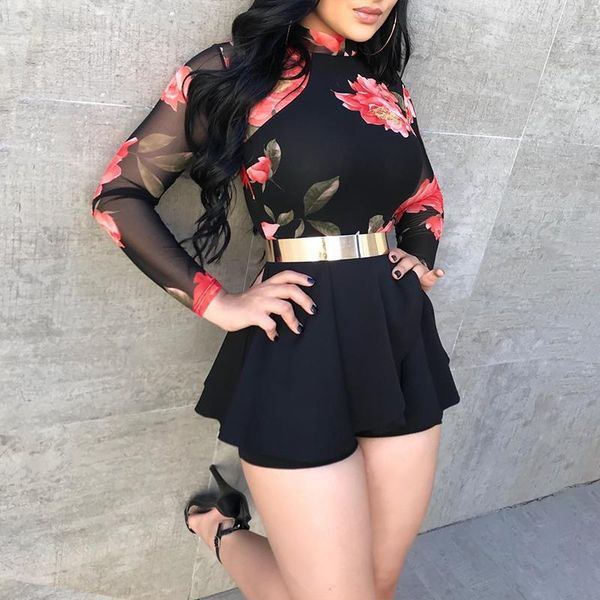 women fashion boho o-neck black mesh party mini romper female floral print mesh cutout back pleated playsuit, Black;white
women fashion boho o-neck black mesh party mini romper female floral print mesh cutout back pleated playsuit, Black;white