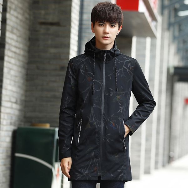 2019 new men coat spring jacket casual slim hooded floral long trench plus size male windbreaker outwear, Tan;black
2019 new men coat spring jacket casual slim hooded floral long trench plus size male windbreaker outwear, Tan;black