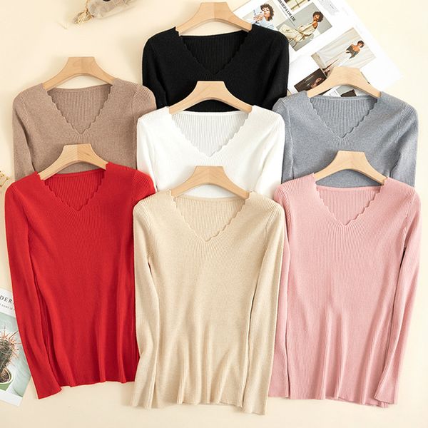 oumengka autumn v neck knitted fashion women sweaters 2019 winter for women pullover jumper pull femmel rib knit sweater, White;black
oumengka autumn v neck knitted fashion women sweaters 2019 winter for women pullover jumper pull femmel rib knit sweater, White;black