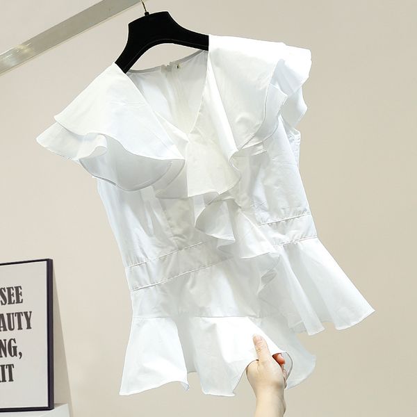 sweet irregular ruffled v-neck sleeveless pullover shirt female summer all-match slim blusas mujer de moda 2020, White
sweet irregular ruffled v-neck sleeveless pullover shirt female summer all-match slim blusas mujer de moda 2020, White