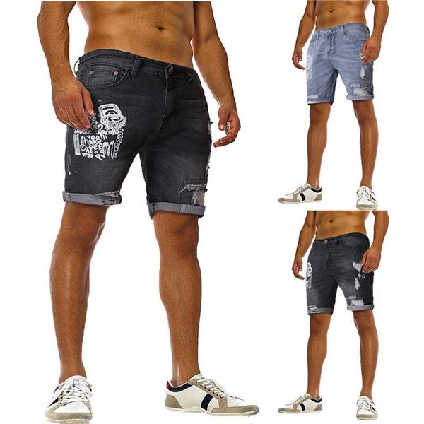 summer fashion men's hole stretch casual print slim denim shorts pants modis middle waist trend features half ripped jeans, Blue
summer fashion men's hole stretch casual print slim denim shorts pants modis middle waist trend features half ripped jeans, Blue