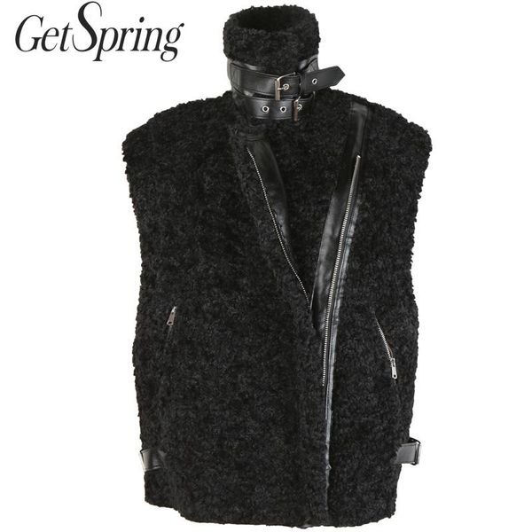 getspring women winter vest double-sides lamb fur women's waist coats black stand collar sleeveless locomotive coat winter 2019, Black;white
getspring women winter vest double-sides lamb fur women's waist coats black stand collar sleeveless locomotive coat winter 2019, Black;white