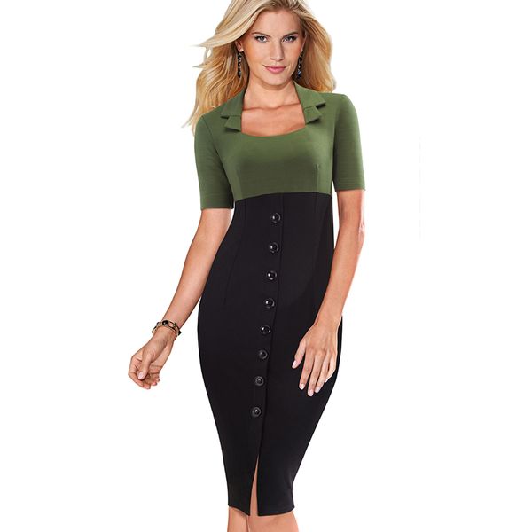 office lady buttons contrast solid color work business dress casual square collar pencil bodycon dress eb472, White;black
office lady buttons contrast solid color work business dress casual square collar pencil bodycon dress eb472, White;black