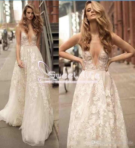2020 boho beach lace wedding dresses berta bridal gowns backless a line floral long wedding gowns spaghetti straps, White
2020 boho beach lace wedding dresses berta bridal gowns backless a line floral long wedding gowns spaghetti straps, White