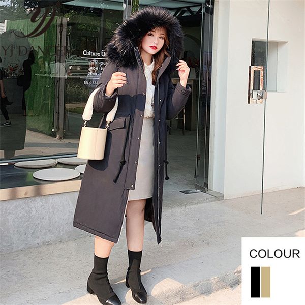 large size casual winter women jacket 2019 new fashion loose thick over the knee overcoat hooded fur collar cotton coat nice015, Black
large size casual winter women jacket 2019 new fashion loose thick over the knee overcoat hooded fur collar cotton coat nice015, Black