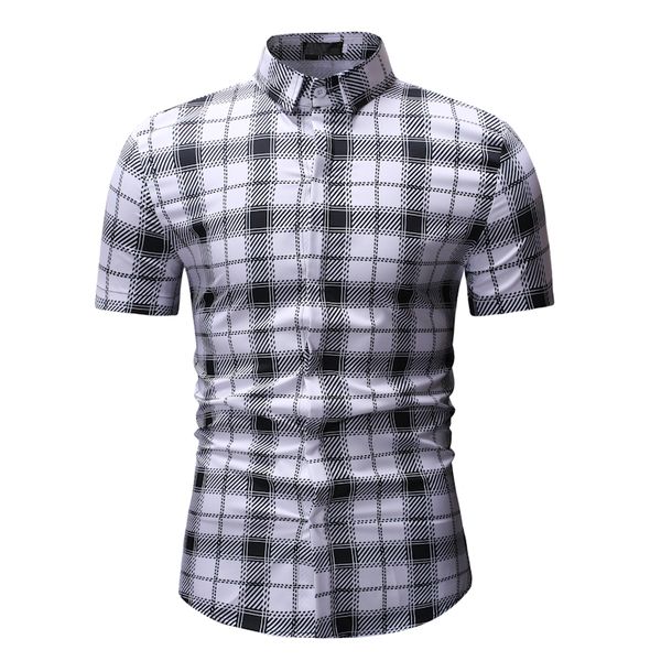 fashion mens shirts short sleeve summer clothing stand collar plaid casual slim fit pullover striped shirts plus size for male, White;black
fashion mens shirts short sleeve summer clothing stand collar plaid casual slim fit pullover striped shirts plus size for male, White;black