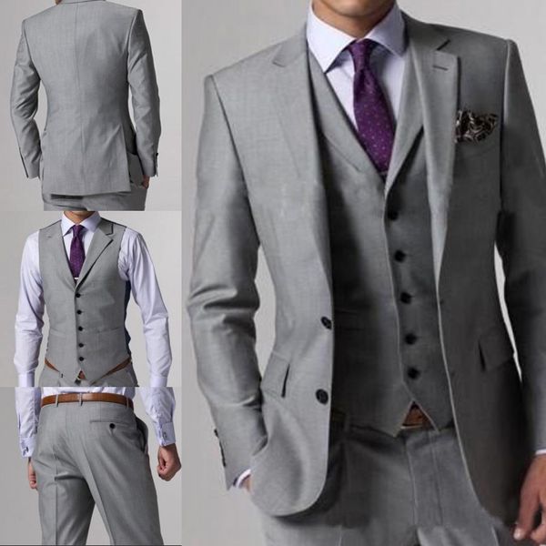 simple light grey threee pieces groom tuxedos groomsmen custom made side vent man suit men wedding suit, Black;gray
simple light grey threee pieces groom tuxedos groomsmen custom made side vent man suit men wedding suit, Black;gray