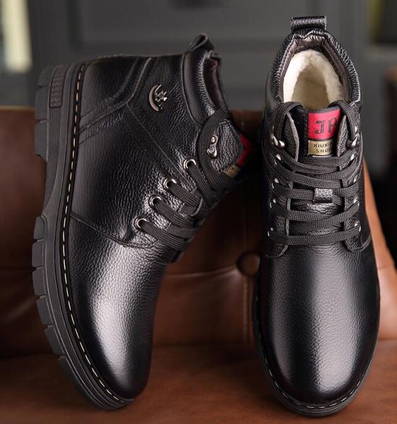 2019new winter shoes men's boots geniune leather wool inside warm snow shoes man leather ankle boots non-slip plush boots, Black
2019new winter shoes men's boots geniune leather wool inside warm snow shoes man leather ankle boots non-slip plush boots, Black