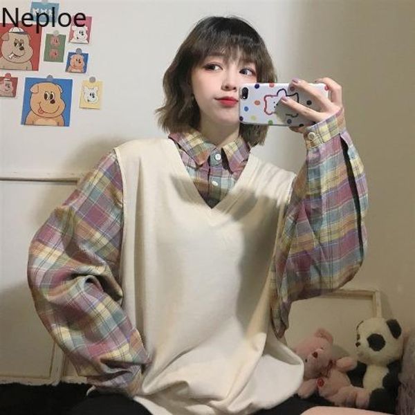 neploe fake two pieces blouse plaid patchwork long sleeve women shirts causal turn down collar blusas mujer de moda 2020 4a950, White
neploe fake two pieces blouse plaid patchwork long sleeve women shirts causal turn down collar blusas mujer de moda 2020 4a950, White