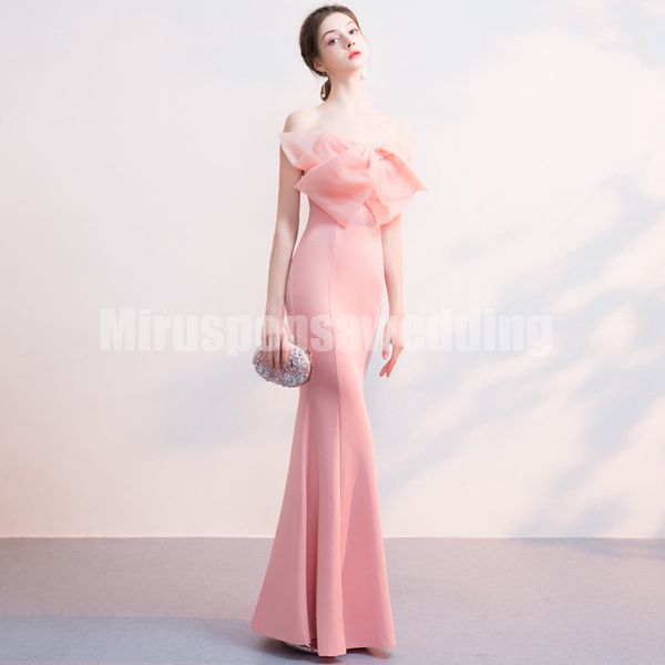 chic satin mermaid pink prom dresses with organza bow zipper up closure long formal dresses floor length cute prom dresses, Black
chic satin mermaid pink prom dresses with organza bow zipper up closure long formal dresses floor length cute prom dresses, Black