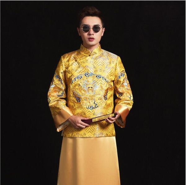 yellow dragon embroidered gown chinese groom's ancient clothing asian p studio wedding theme clothes xiuhe men's tang robe, Red
yellow dragon embroidered gown chinese groom's ancient clothing asian p studio wedding theme clothes xiuhe men's tang robe, Red