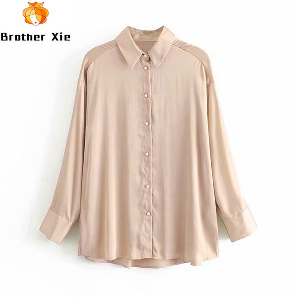 women long sleeve blouse 2020 solid turn-down collar office ladies shirt elegant casual soft satin blouses shirts, White
women long sleeve blouse 2020 solid turn-down collar office ladies shirt elegant casual soft satin blouses shirts, White