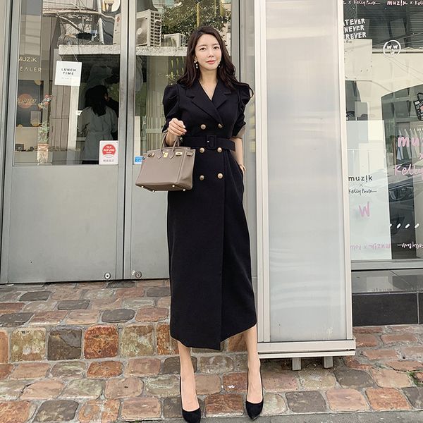 new temperament socialite hubble-bubble sleeve double-breasted belt long dress coat to send belt, Tan;black
new temperament socialite hubble-bubble sleeve double-breasted belt long dress coat to send belt, Tan;black