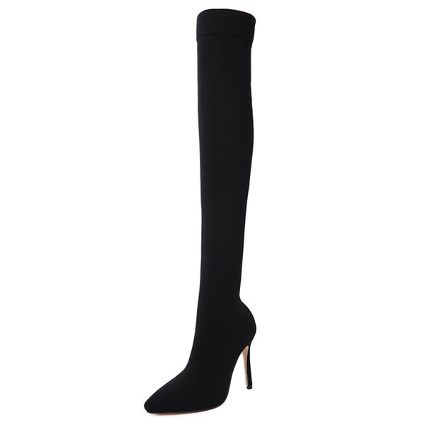 thigh high boots women slip on pointed toe elastic super high thin heels over the knee boots winter female shoes size 35-42, Black
thigh high boots women slip on pointed toe elastic super high thin heels over the knee boots winter female shoes size 35-42, Black