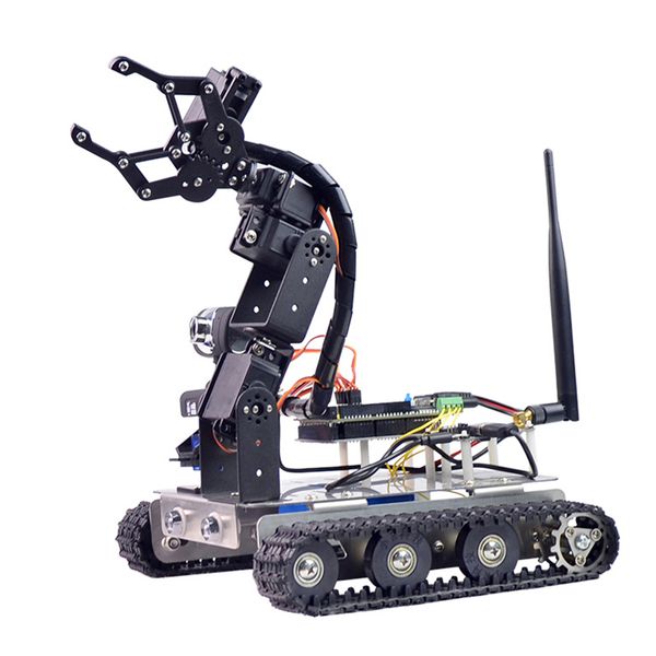 programmable robot diy wifi + bluetooth stainless steel chassis track tank steam educational car with arm for raspberry pi 3b
programmable robot diy wifi + bluetooth stainless steel chassis track tank steam educational car with arm for raspberry pi 3b