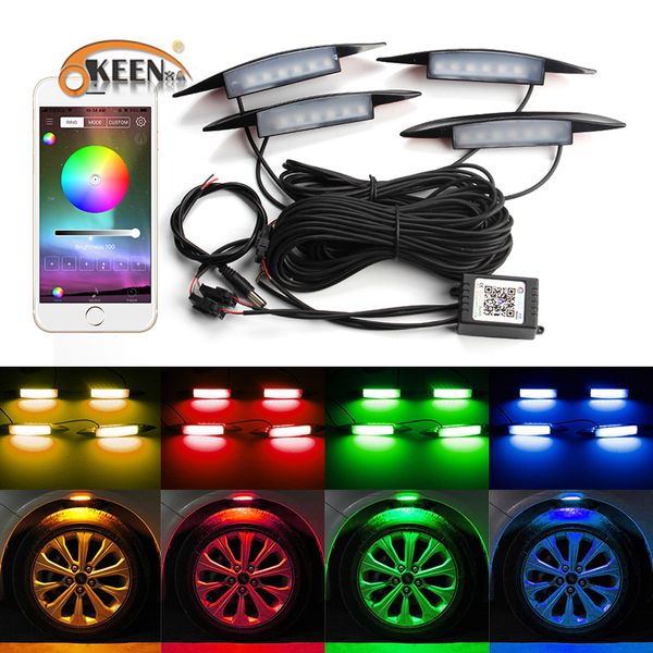 okeen 4pcs under rgb led decorative atmosphere light app control flash strobe car wheel eyebrow neon lamp mount on fender side
okeen 4pcs under rgb led decorative atmosphere light app control flash strobe car wheel eyebrow neon lamp mount on fender side