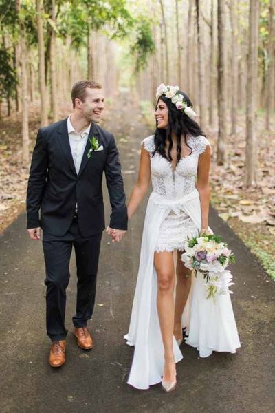 fashion country boho wedding dresses lace cap short sleeves short front long back wedding reception dress bridal gowns, White
fashion country boho wedding dresses lace cap short sleeves short front long back wedding reception dress bridal gowns, White