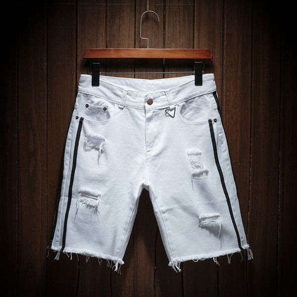 2020 men holes white denim shorts new fashion summer men cotton short jeans stretches casual denim shorts, Blue
2020 men holes white denim shorts new fashion summer men cotton short jeans stretches casual denim shorts, Blue