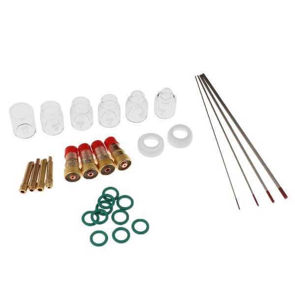 30pcs tig gas lens back cap collet body kit alumina nozzle fit tig welding torch wp17/18/26
30pcs tig gas lens back cap collet body kit alumina nozzle fit tig welding torch wp17/18/26