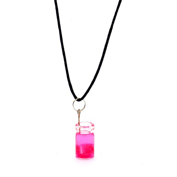 diy creative handmade resin bottle pendant retro women leather rope necklace, Silver