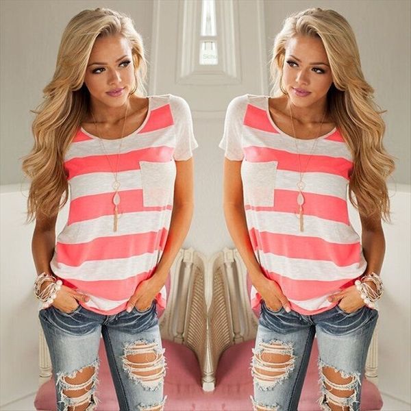 women's color matching striped round collar pocket short t-shirt women's color matching striped round collar pocket short t-shirt, White
women's color matching striped round collar pocket short t-shirt women's color matching striped round collar pocket short t-shirt, White