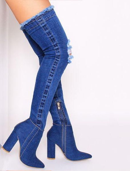 sestito 2019 female fashion cut-outs denim boots women pointed toe long boots lady zipper suqare high heels dress runway shoes, Black
sestito 2019 female fashion cut-outs denim boots women pointed toe long boots lady zipper suqare high heels dress runway shoes, Black