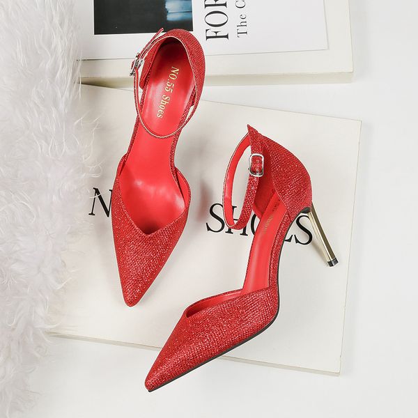 summer new style high heels women's shoes pointed toe a word buckle sequined fabric metal heel type sandals party wedding shoes, Black
summer new style high heels women's shoes pointed toe a word buckle sequined fabric metal heel type sandals party wedding shoes, Black