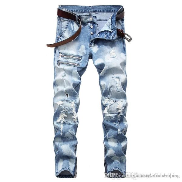 ripped mens designer jeans straight stretch slim mens long pants spring fashion plus size male jeans, Blue
ripped mens designer jeans straight stretch slim mens long pants spring fashion plus size male jeans, Blue